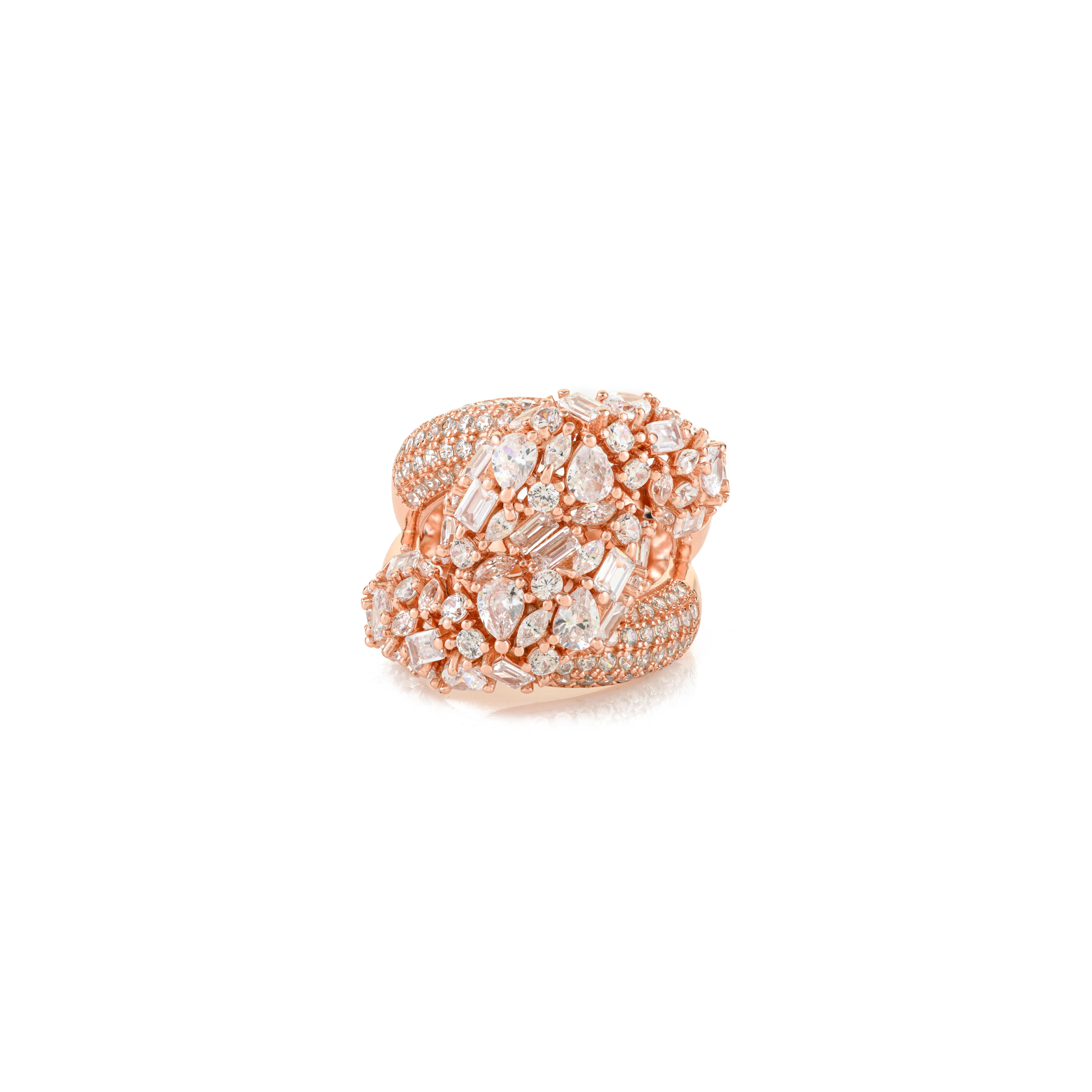 in vendita:  Anello da cocktail con pietre CZ a forma mista in argento massiccio 925 realizzato a mano da Silvorra 4