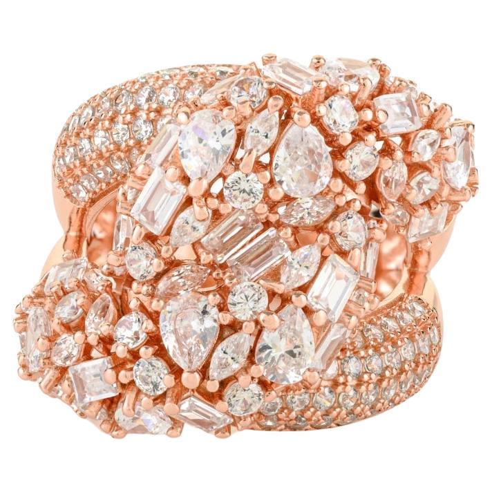 in vendita:  Anello da cocktail con pietre CZ a forma mista in argento massiccio 925 realizzato a mano da Silvorra