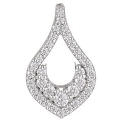 Silvorra Handcrafted Round Cut Moissanite Open Teardrop Pendant in Solid Silver