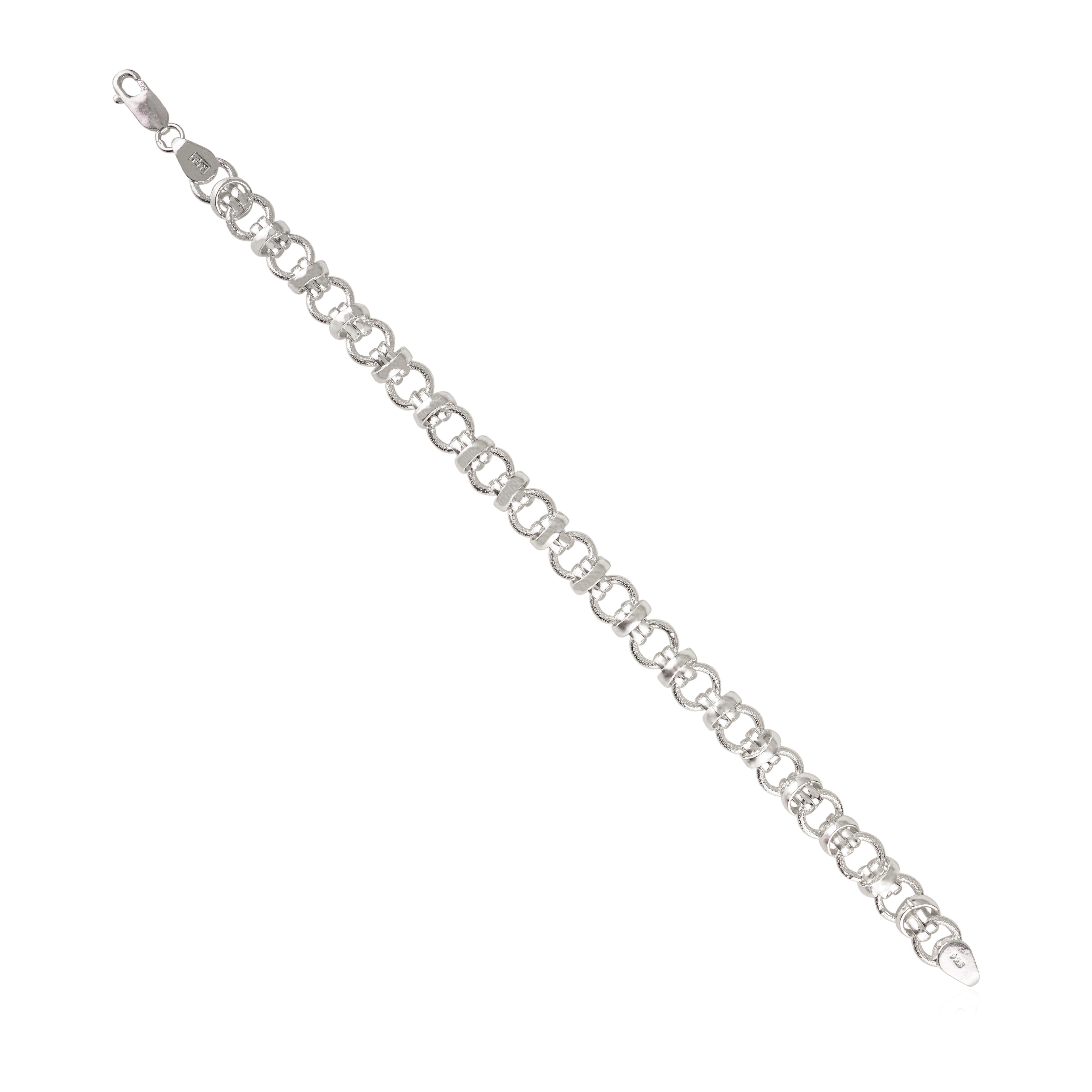 Contemporaneo Bracciale a catena unisex ad anelli Silvorra in argento 925 realizzato a mano in vendita