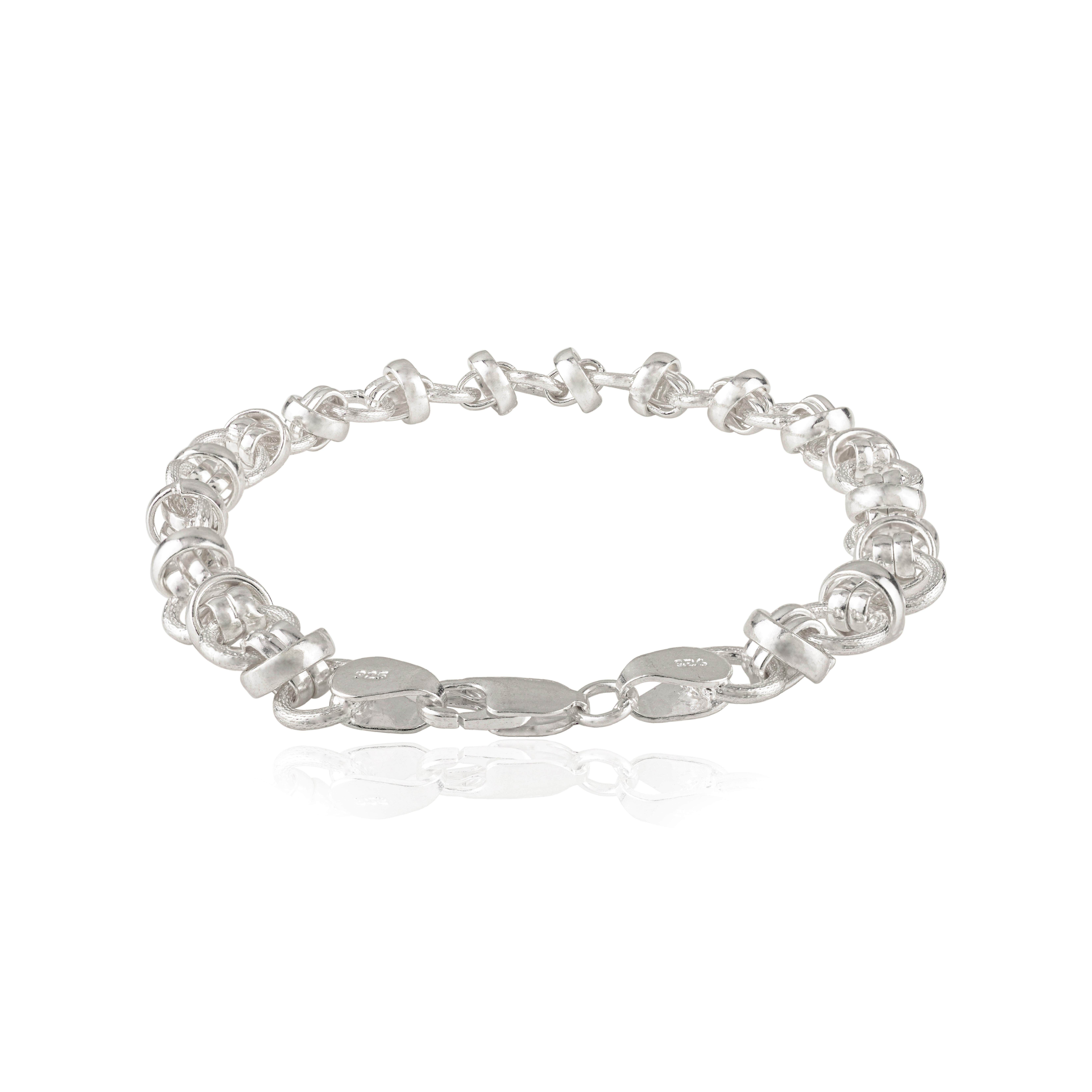 da uomo o donna Bracciale a catena unisex ad anelli Silvorra in argento 925 realizzato a mano in vendita