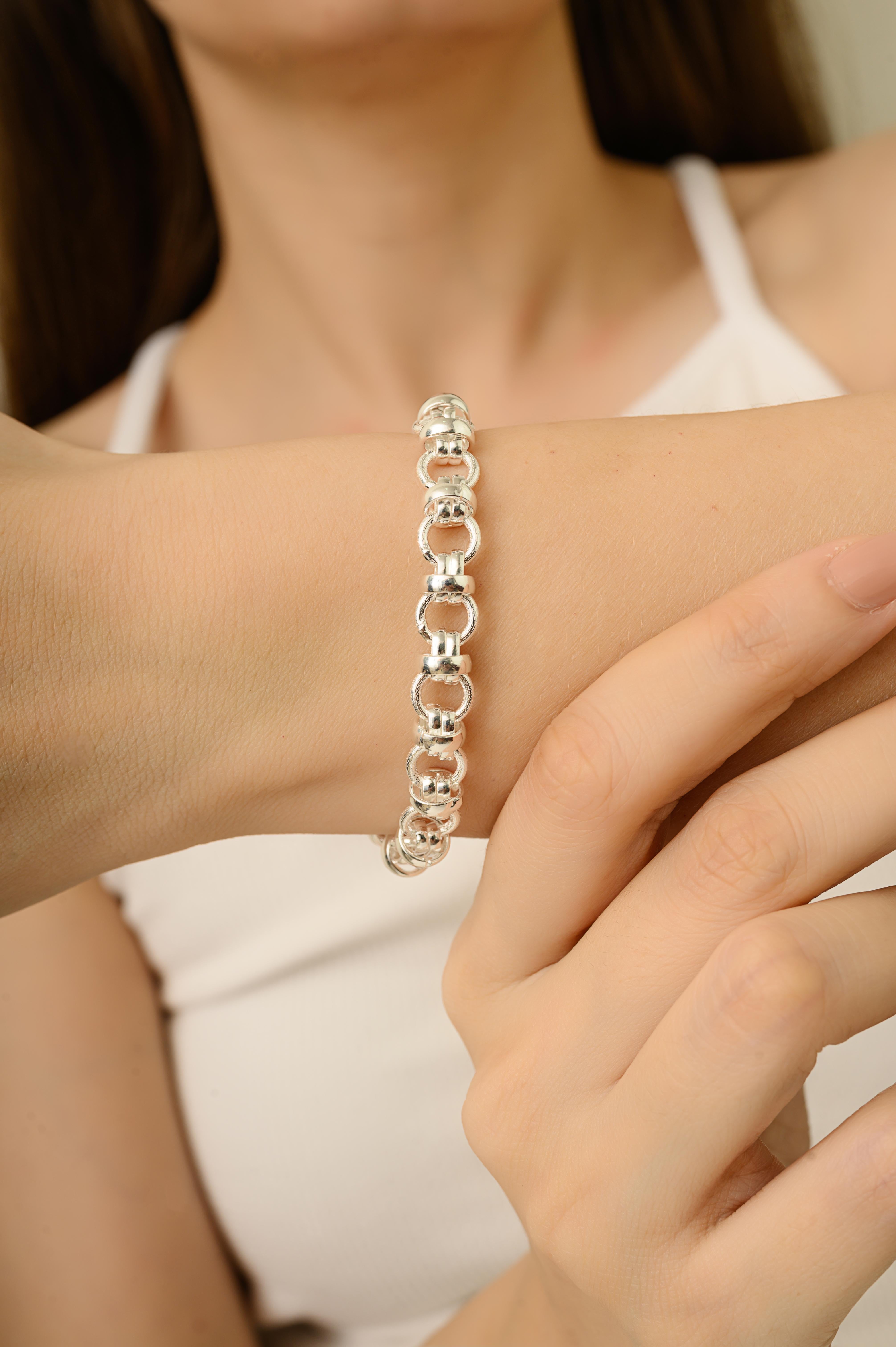 Bracciale a catena unisex ad anelli Silvorra in argento 925 realizzato a mano in vendita 1