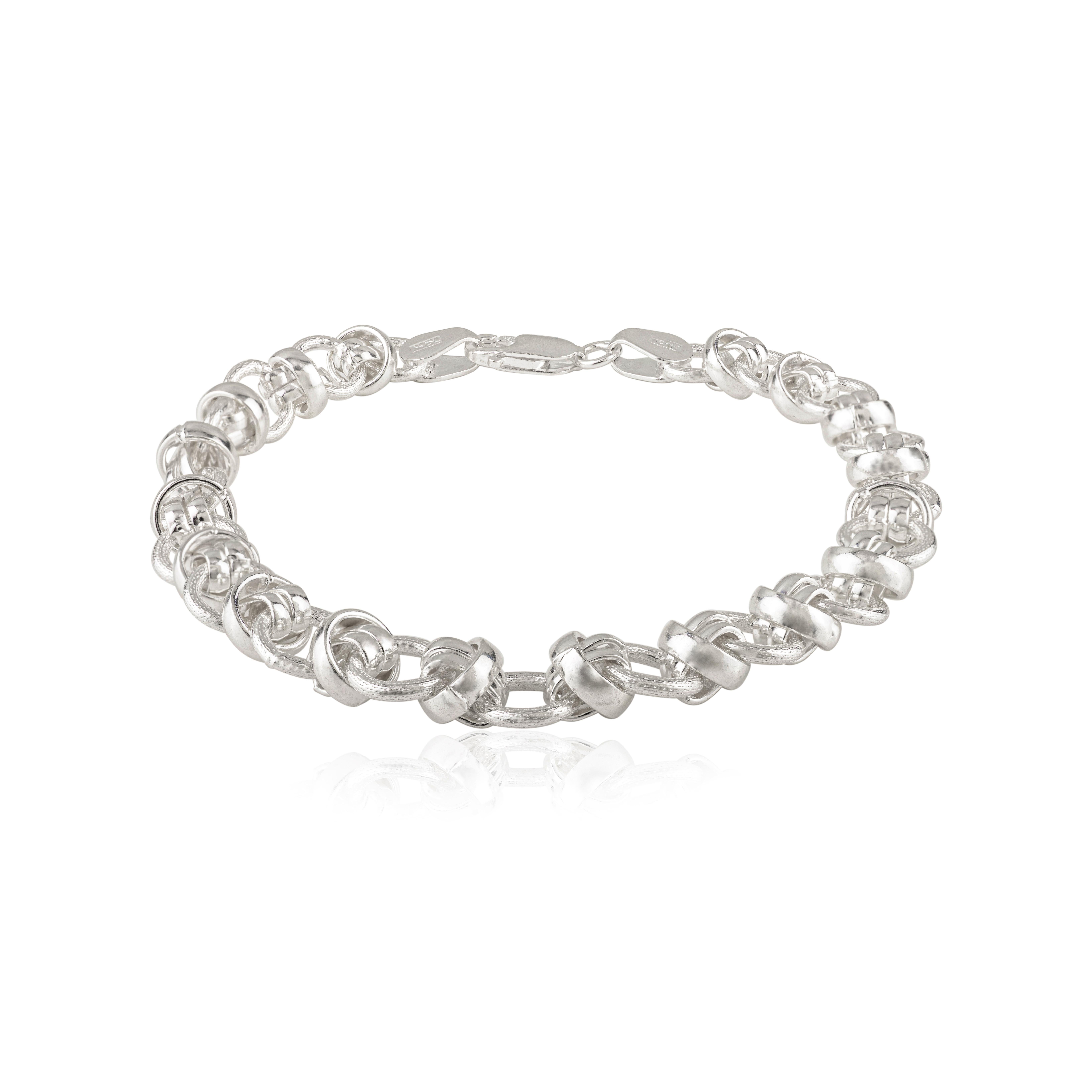 Bracciale a catena unisex ad anelli Silvorra in argento 925 realizzato a mano in vendita 2