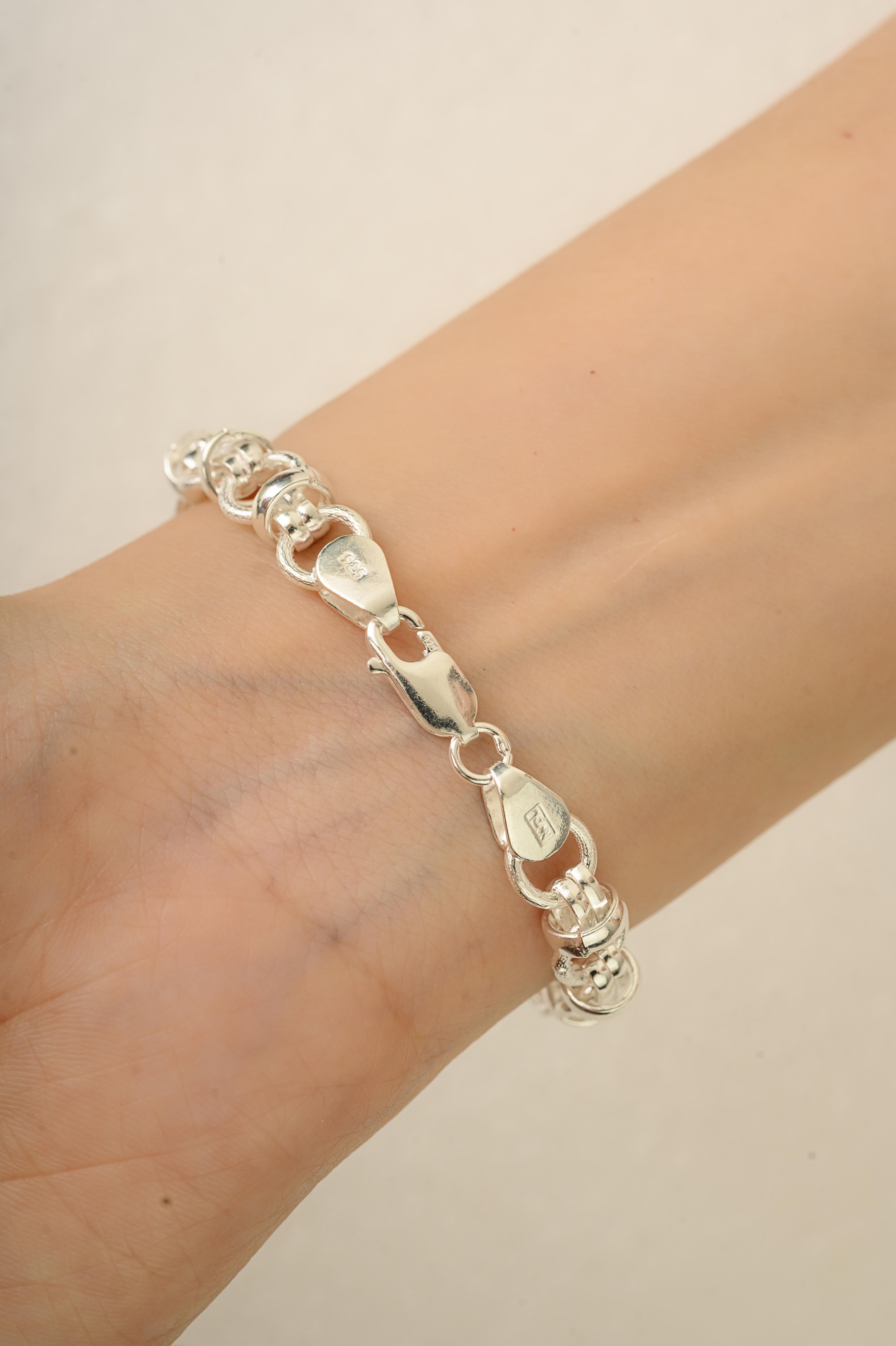 Bracciale a catena unisex ad anelli Silvorra in argento 925 realizzato a mano in vendita 3
