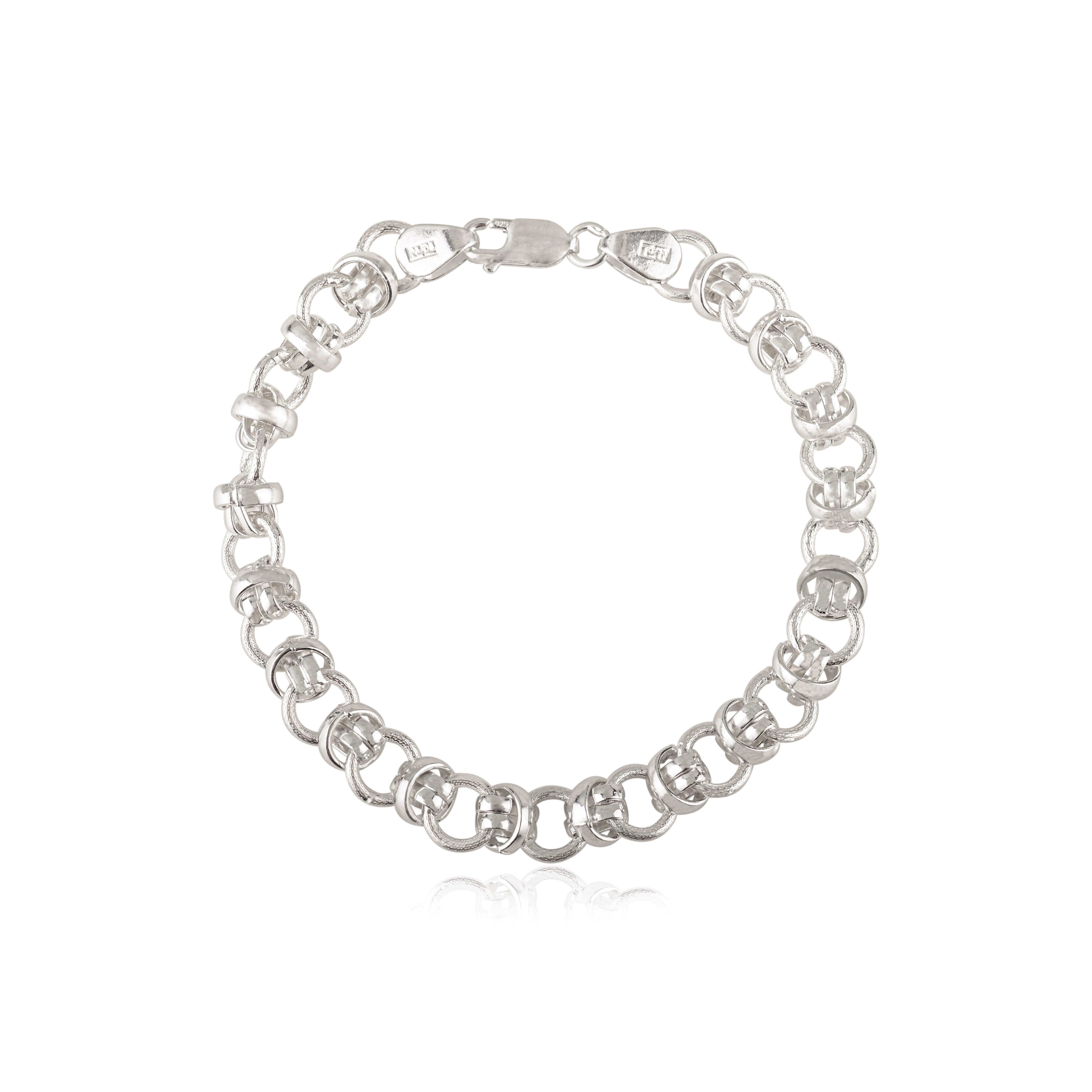 Bracciale a catena unisex ad anelli Silvorra in argento 925 realizzato a mano in vendita 4