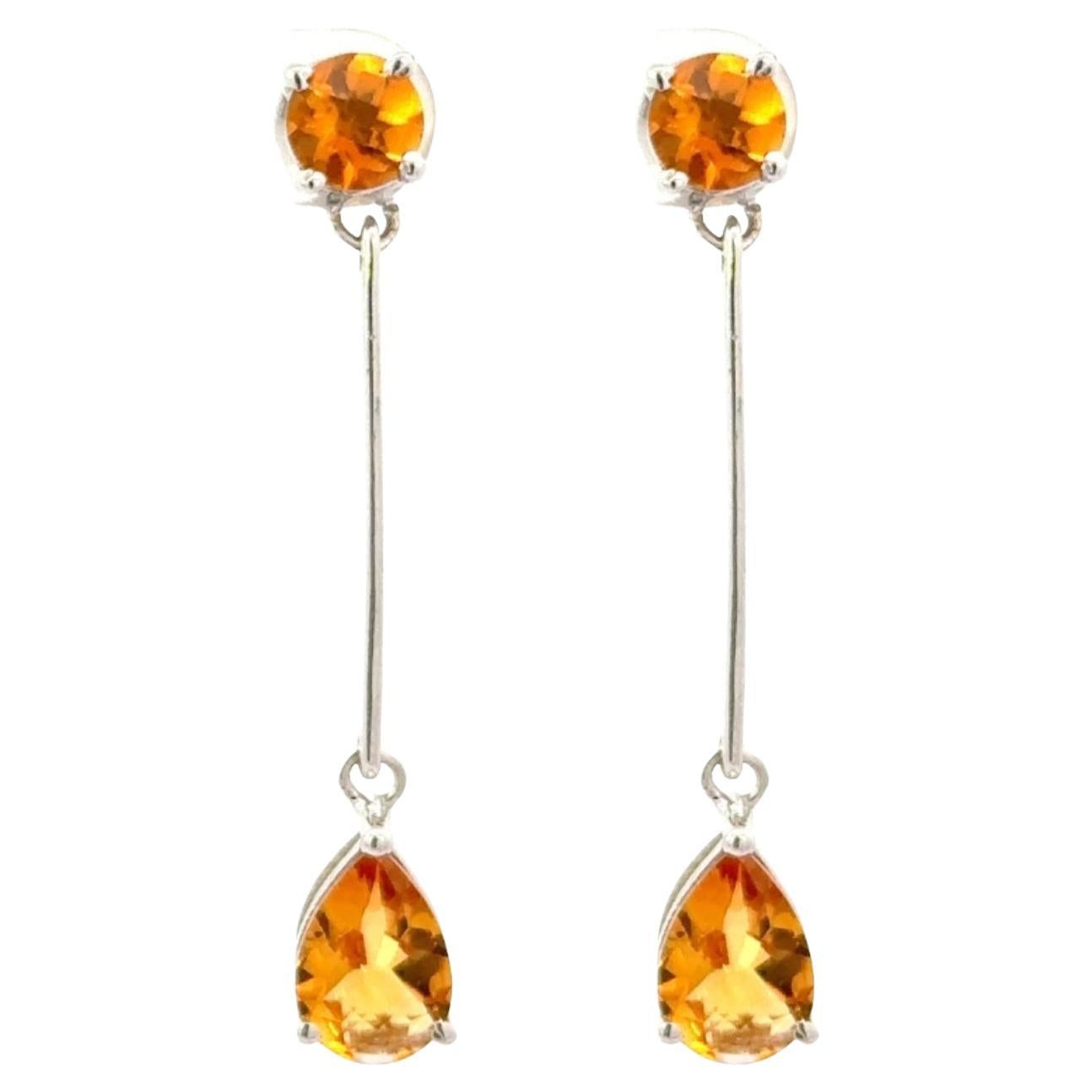 Silvorra Orecchini lunghi a goccia Alice in argento 925 fatti a mano con Citrino Naturale 5,2 CT in vendita