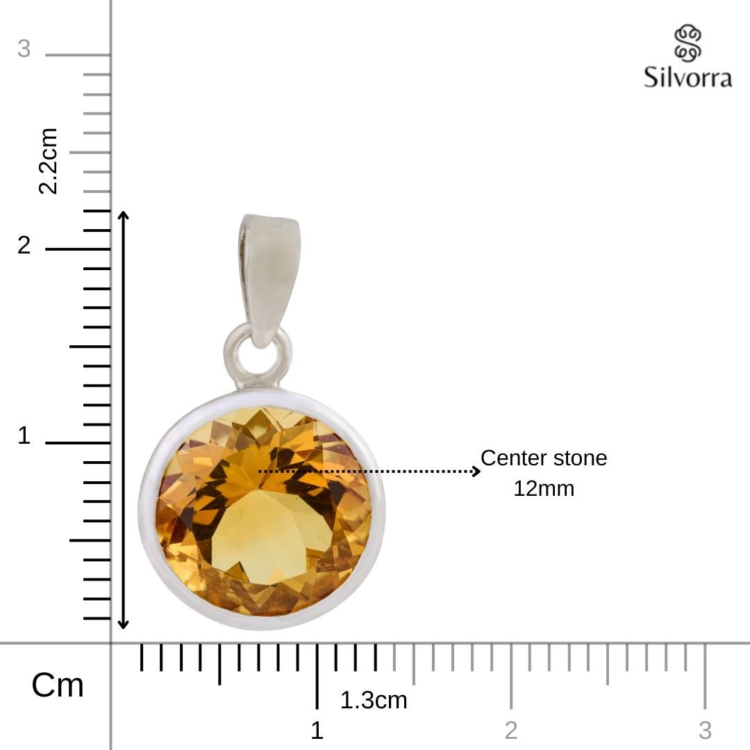 Ciondolo unisex per tutti i giorni in argento 925 fatto a mano da Silvorra con Citrino rotondo da 7,94 carati in vendita 4