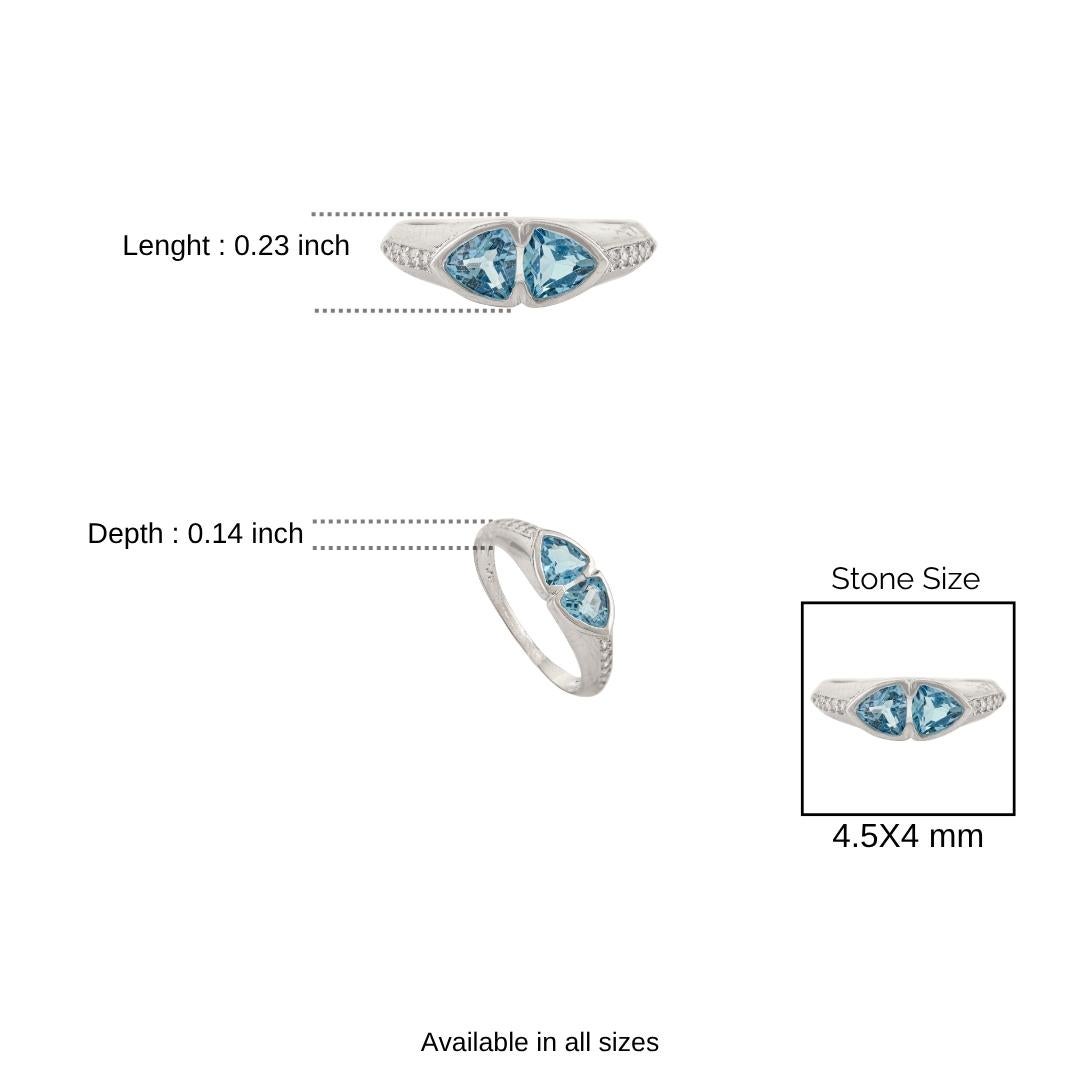 En venta: Silvorra Anillo de Plata 925 Hecho a Mano con Topacio Azul de 1,35 qt y Detalles de Circón Cúbico  10