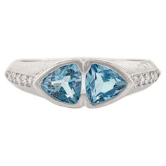 Silvorra Handmade 925 Silver Ring with 1.35 Ct Blue Topaz & Cubic Zircon Accents