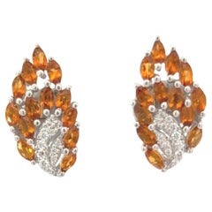 A Silver Boucles d'oreilles en argent 925 faites à la main et composées de citrine et de zircon.