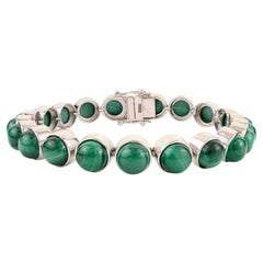 Silvorra Handmade Texture Malachite Tennis Bracelet in 925 Solid Silver Jewelry