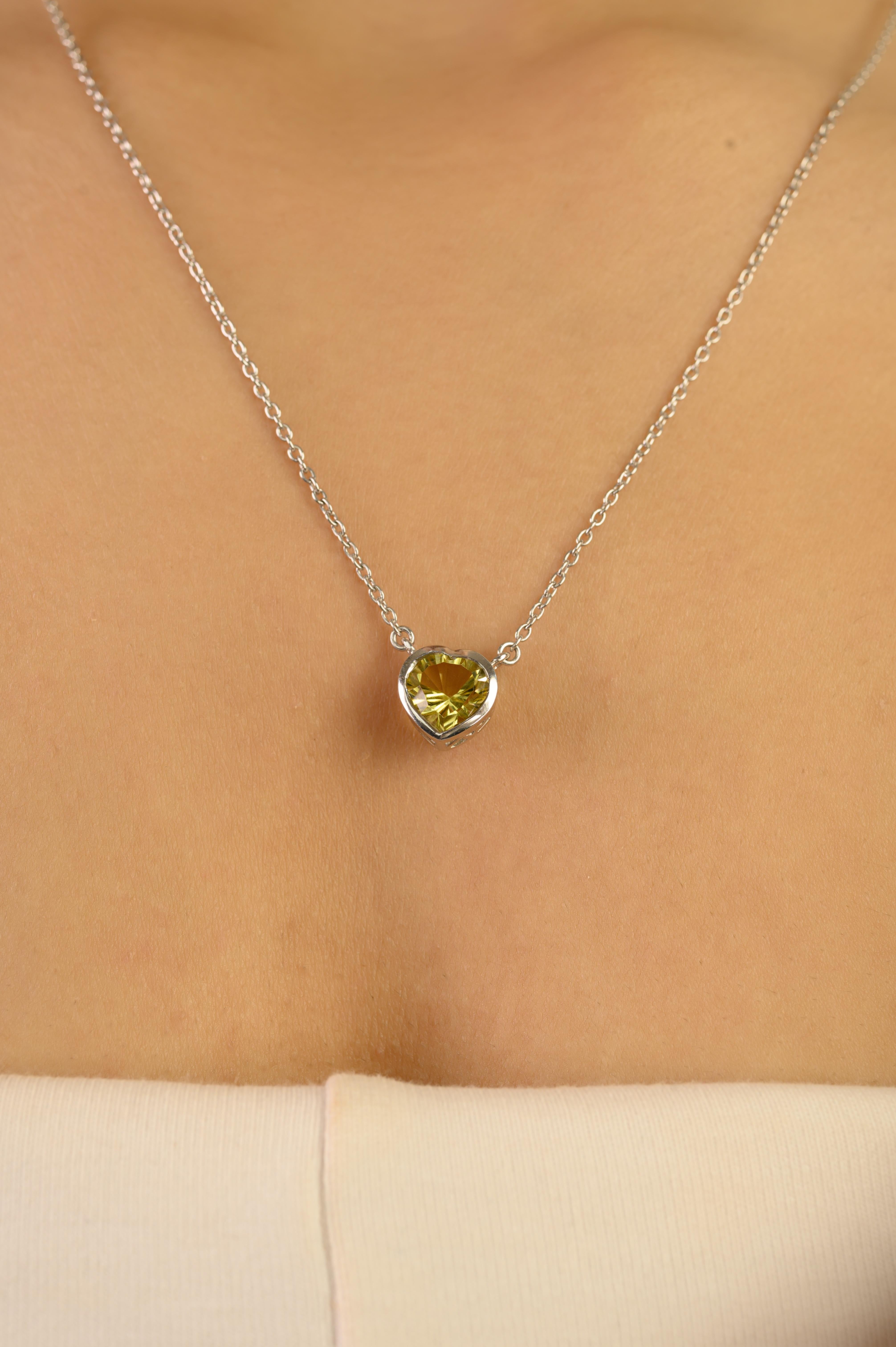 Silvorra Corazón Topacio Limón Bisel Engastado Collar Colgante Plata de Ley 925 Corte de corazón en venta