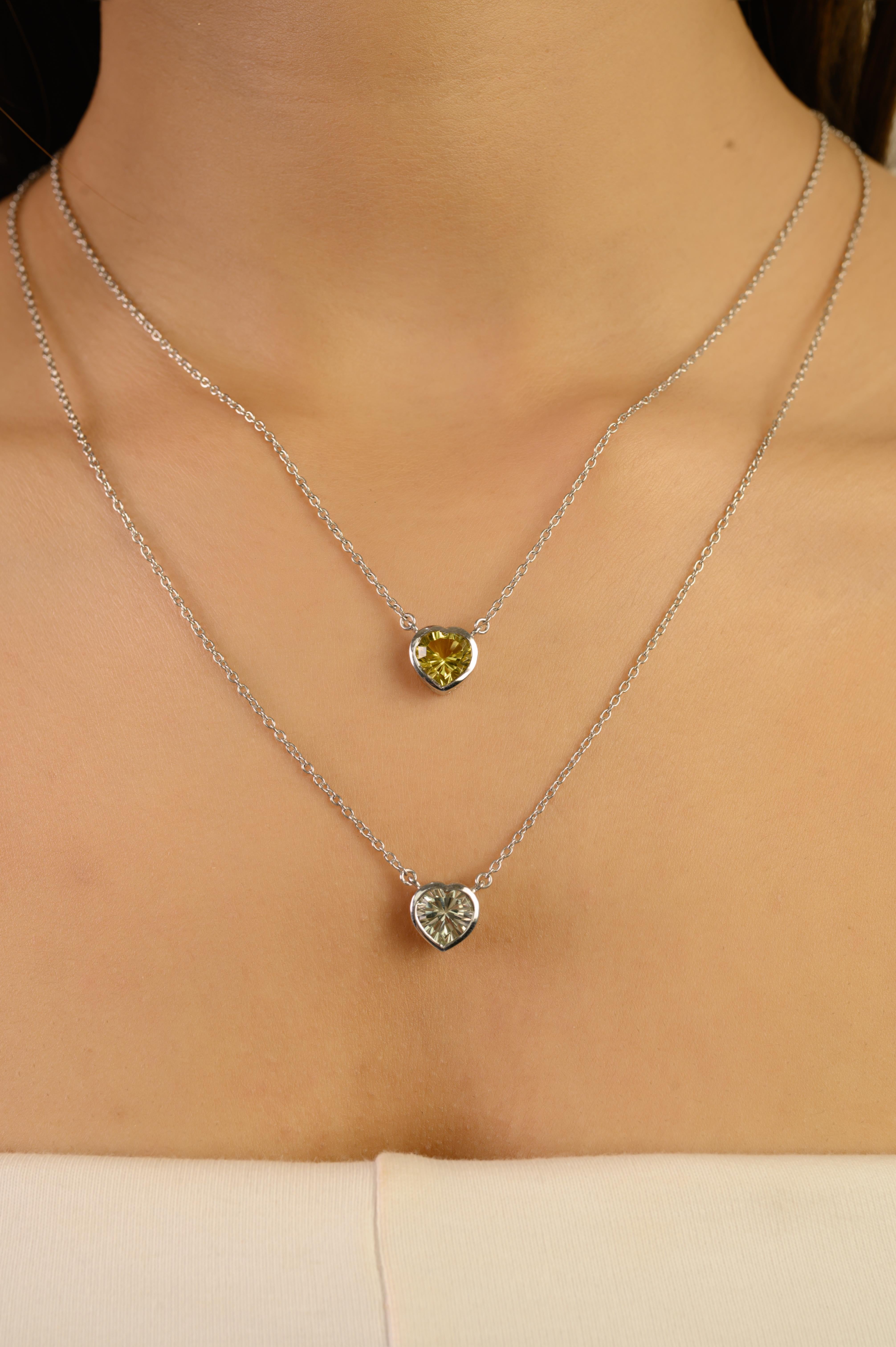 De las mujeres Silvorra Corazón Topacio Limón Bisel Engastado Collar Colgante Plata de Ley 925 en venta