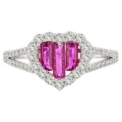Silvorra Heart Shaped Pink and White Cubic Zirconia Cluster Ring in 925 Silver