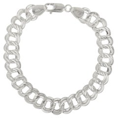 Silvorra Italian Modernist 925 Sterling Silver Curb Chain Unisex Bracelet