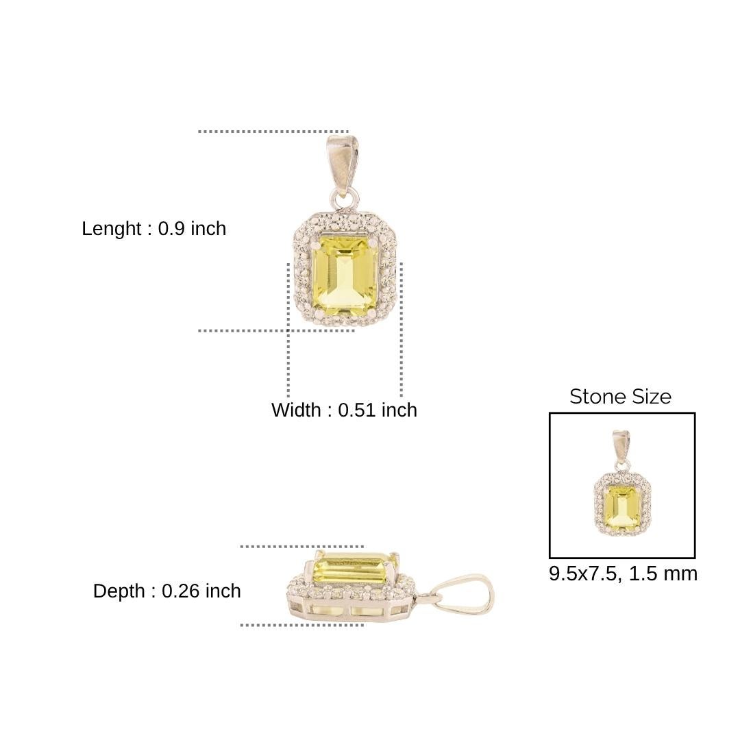 Silvorra Zitronentopas und kubischer Zirkon Cluster 925 Silber Anhänger Weihnachtsgeschenk im Angebot 4