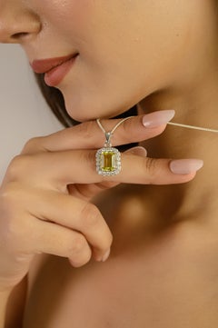 A Silver Topaze Citron et Zircon Cubique Pendentif Argent 925 Cadeau de Noël