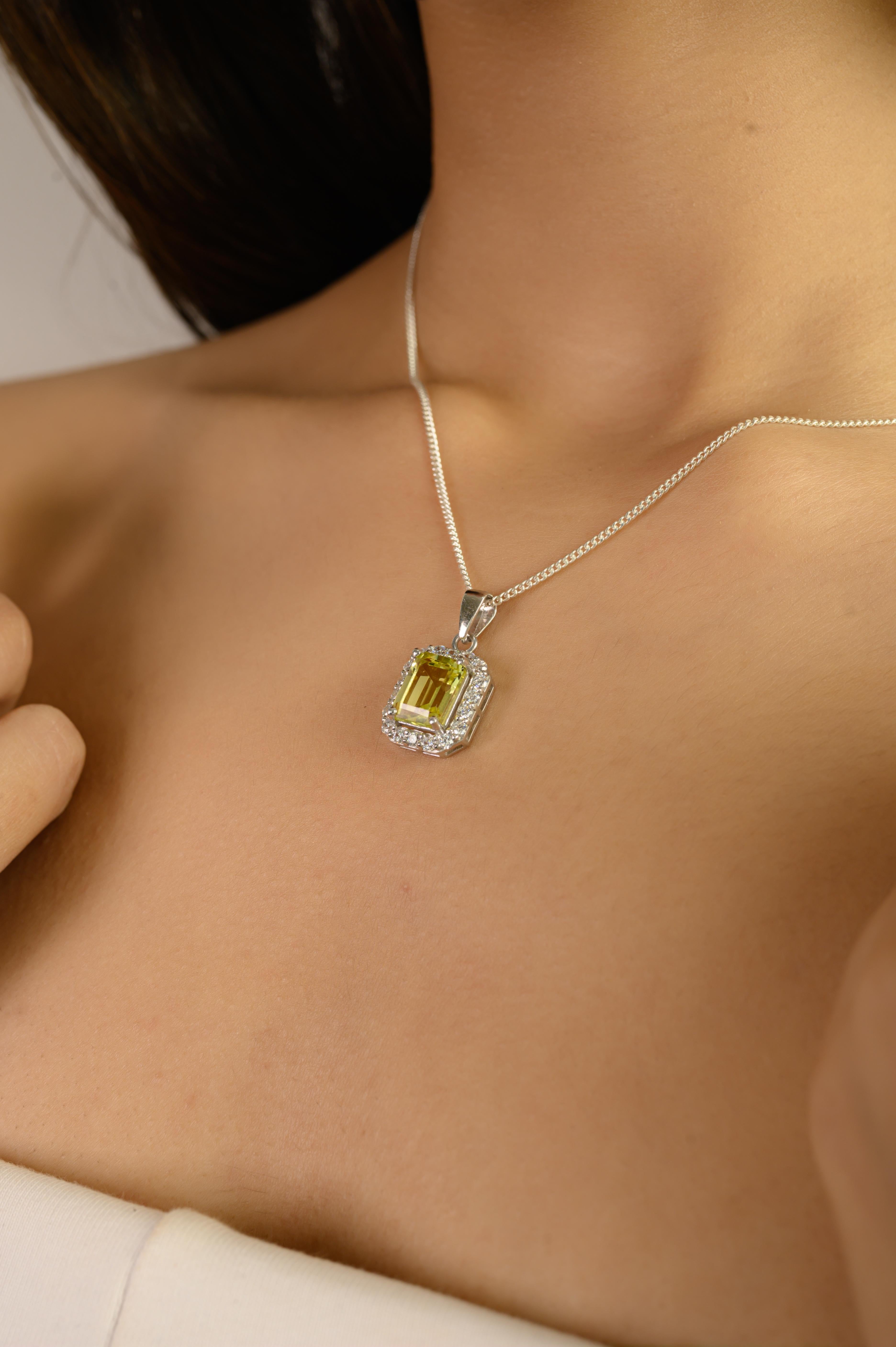 Silvorra Zitronentopas und kubischer Zirkon Cluster 925 Silber Anhänger Weihnachtsgeschenk Damen im Angebot