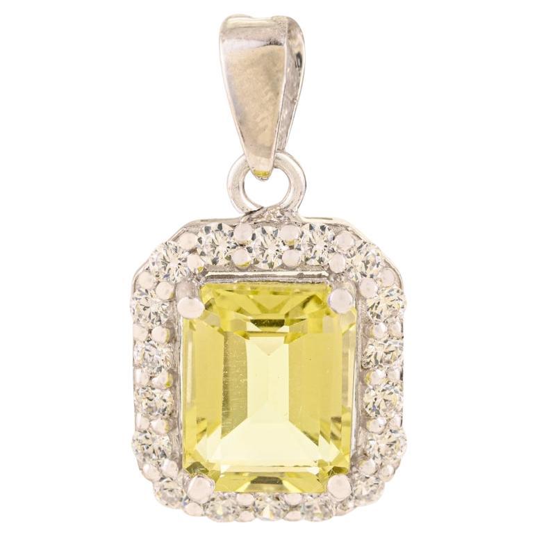 Silvorra Zitronentopas und kubischer Zirkon Cluster 925 Silber Anhänger Weihnachtsgeschenk