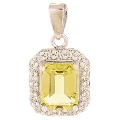 Silvorra Lemon Topaz and Cubic Zircon Cluster 925 Silver Pendant Christmas Gift