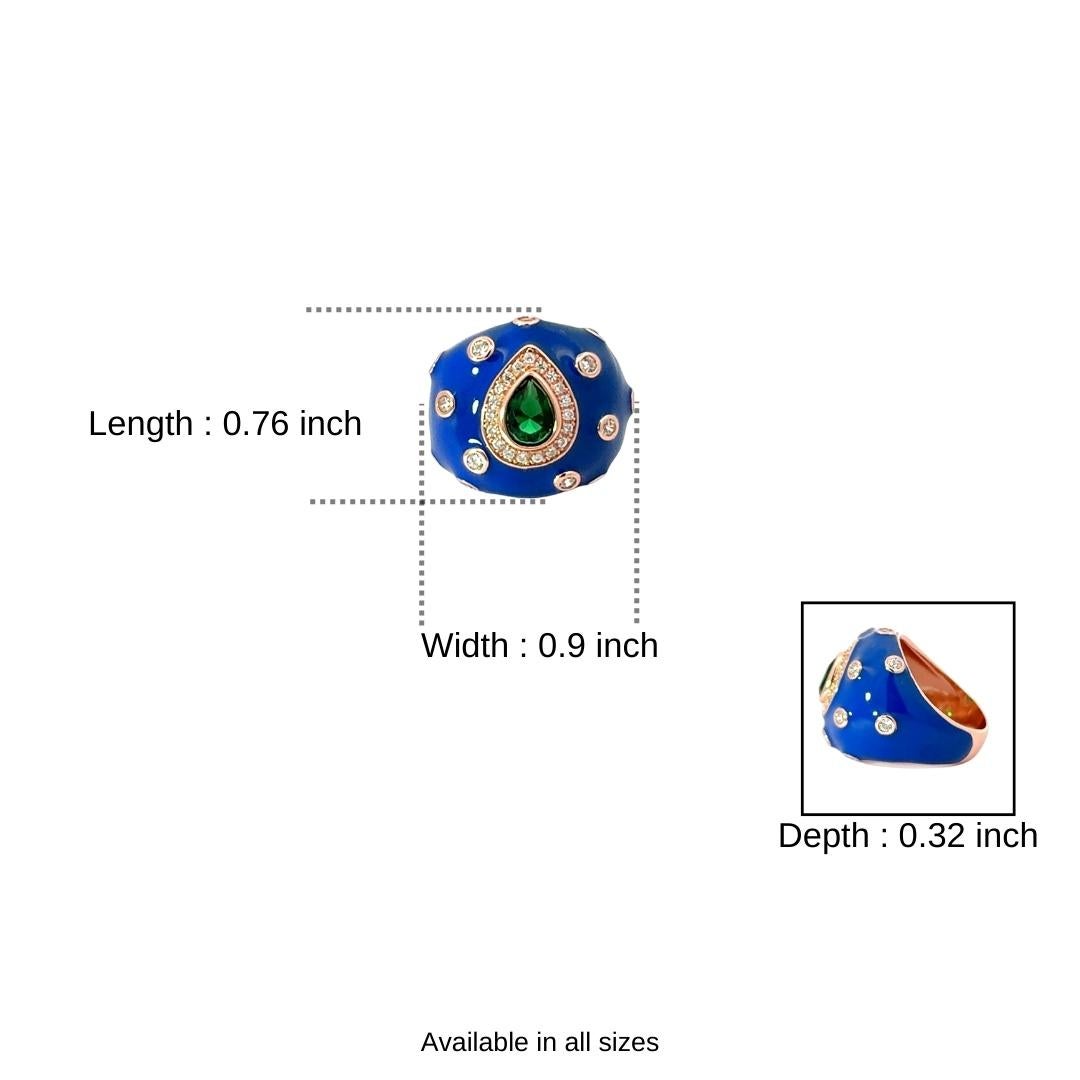 in vendita:  Silvorra: lussuoso anello a cupola con smalto blu e zircone verde, in argento 925. 5