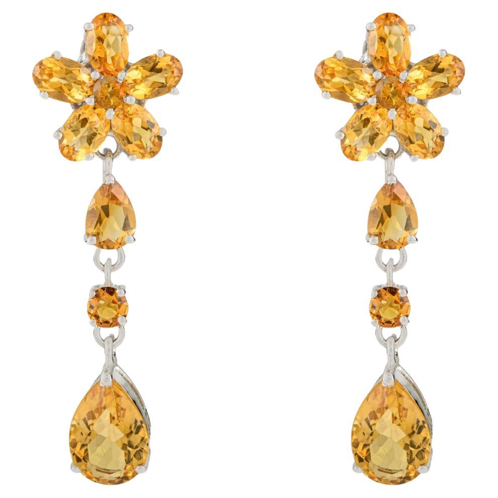 Silvorra Luxury 925 Orecchini a goccia lunghi in argento con citrino naturale da 11,6 carati