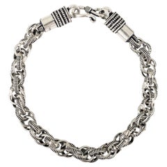 Silvorra Bracciale di lusso in argento 925 lavorato a mano con catena bizantina Unisex