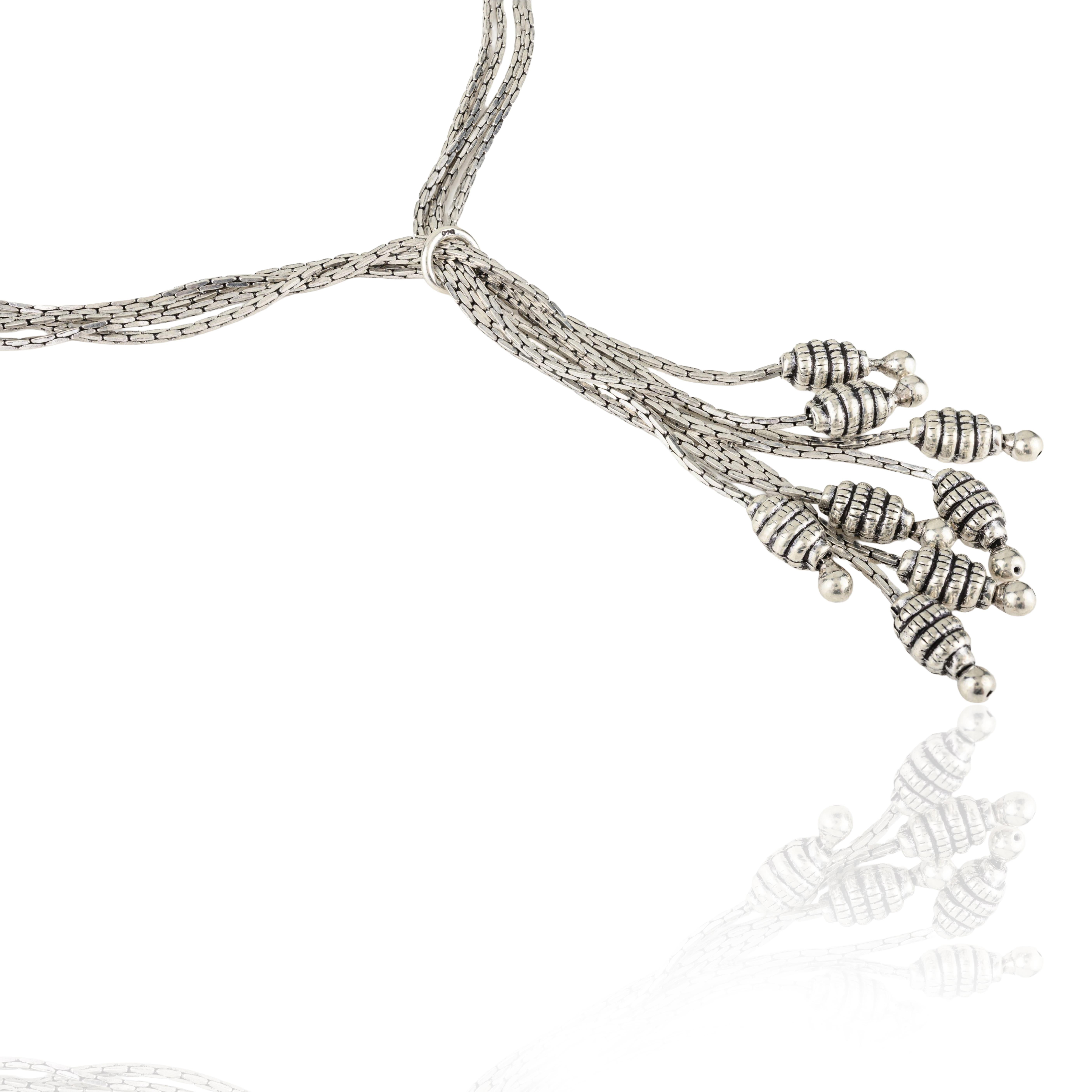 Silvorra Collana di lusso in argento 925 con perline ornate e strutturate In condizioni Nuovo in vendita a New York, NY