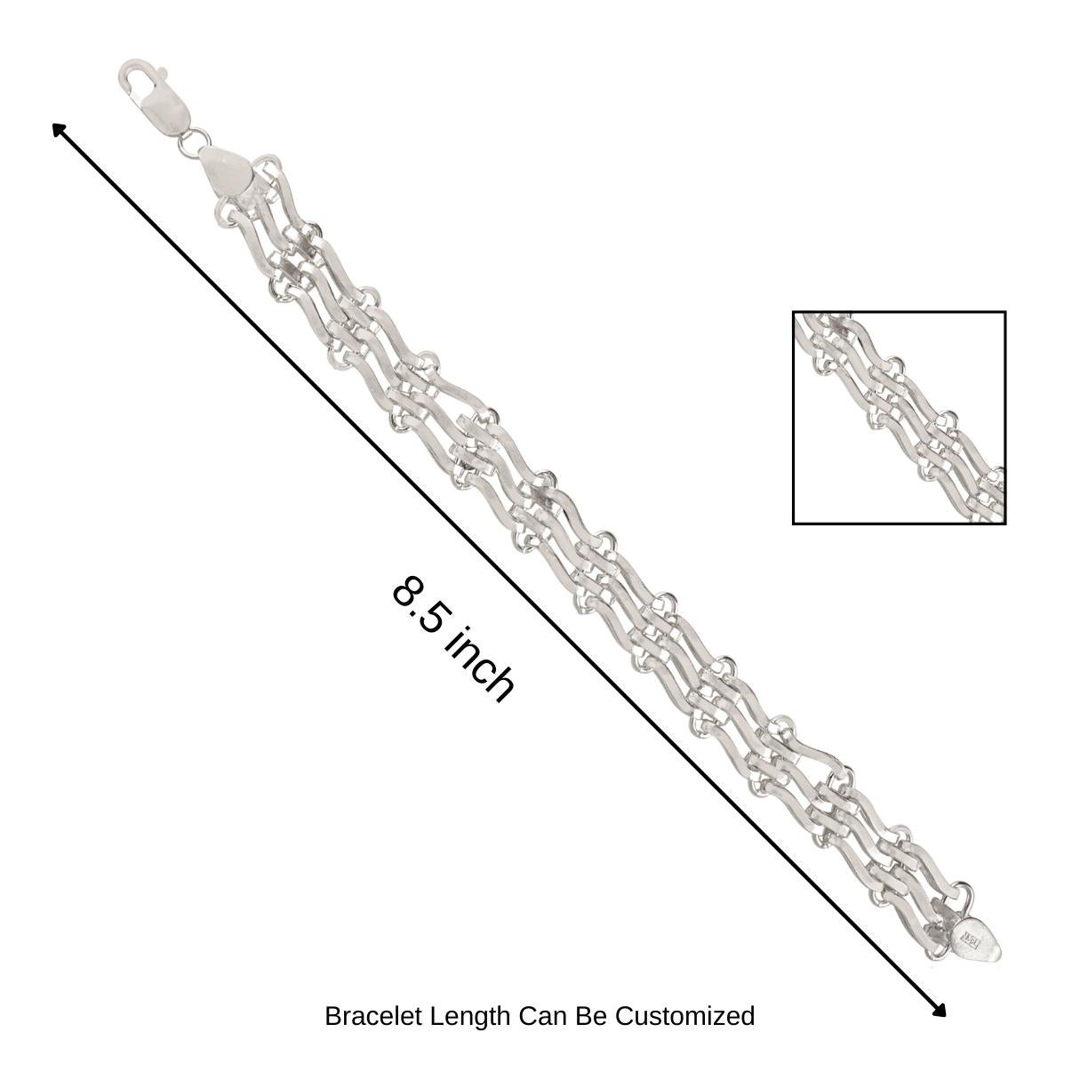 A Silver Bracelet de luxe à maillons de chaîne tissés en argent sterling massif 925 en vente 7