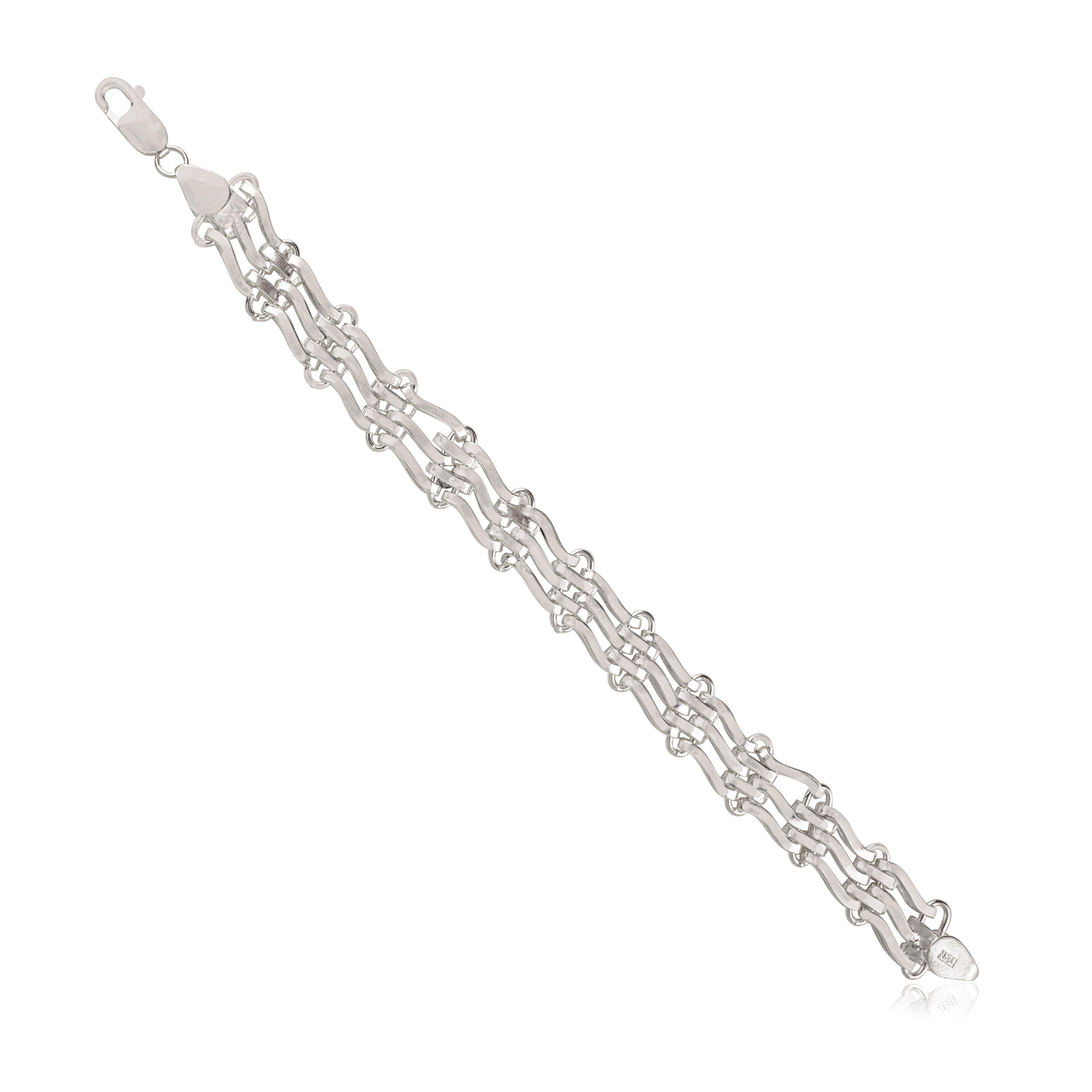 Pulsera de eslabones de cadena tejida de lujo Silvorra en plata de ley 925 maciza Contemporáneo en venta