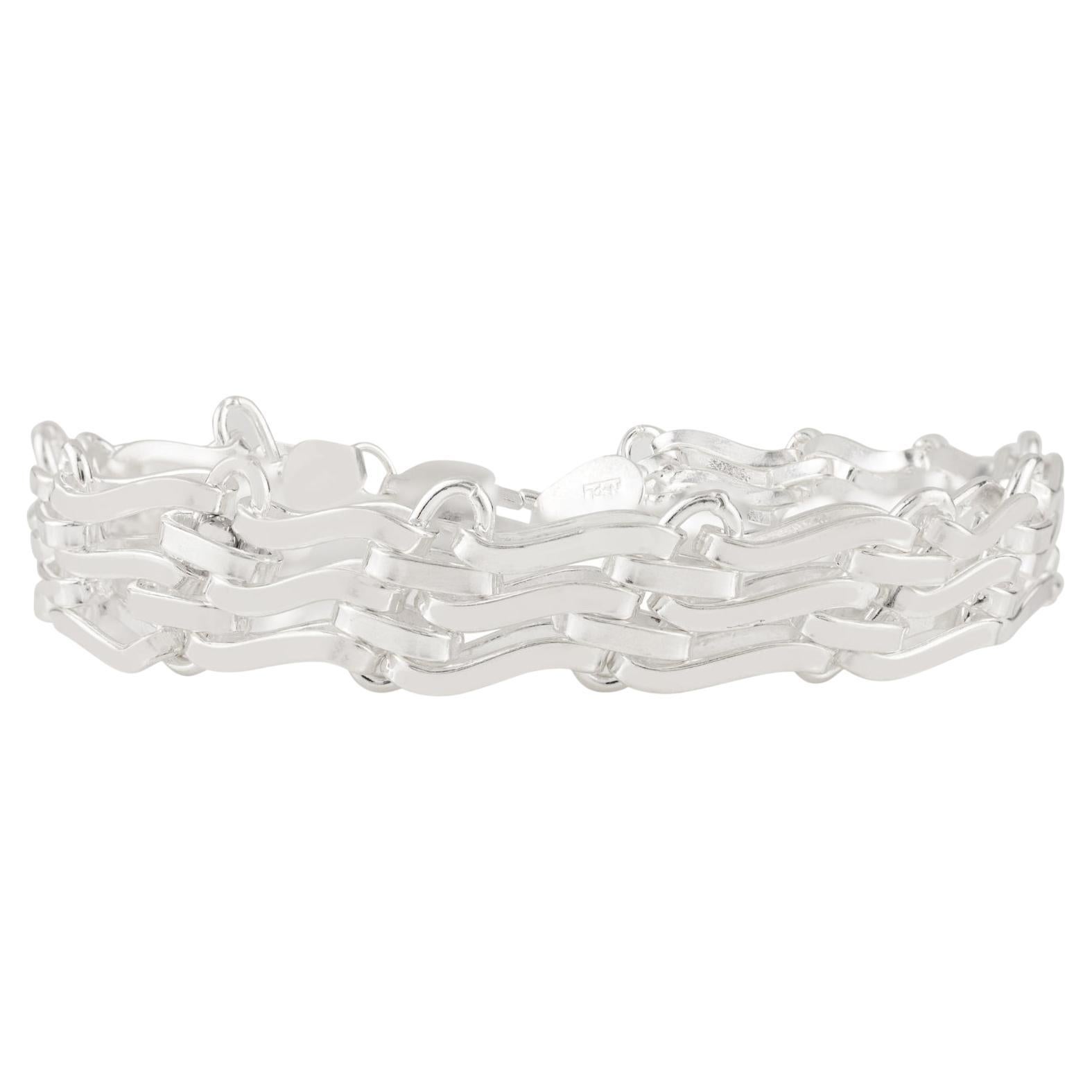 Pulsera de eslabones de cadena tejida de lujo Silvorra en plata de ley 925 maciza en venta 2