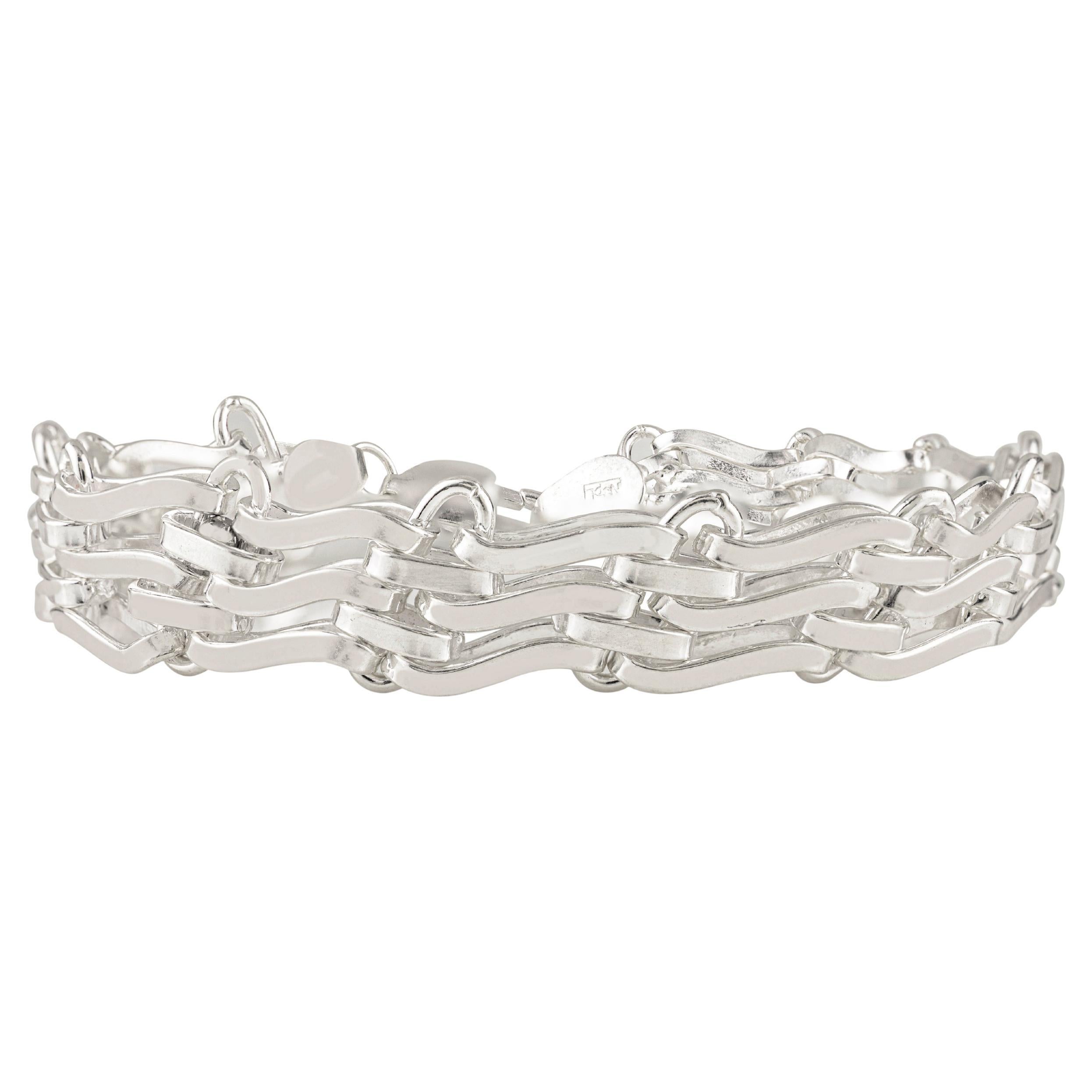 Pulsera de eslabones de cadena tejida de lujo Silvorra en plata de ley 925 maciza en venta
