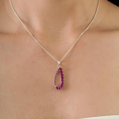 Silvorra Marquise & Round Open Teardrop Ruby Drop Pendant in 925 Sterling Silver