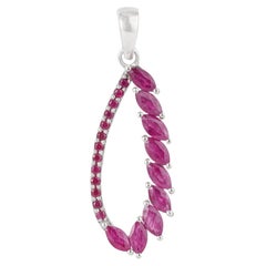 Silvorra Marquise & Round Open Teardrop Ruby Drop Pendant in 925 Sterling Silver