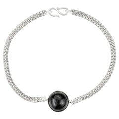 Silvorra Minimal Black Star Edelstein Unisex Kette Armband in 925 Silber