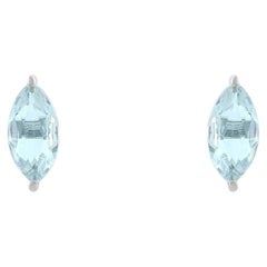 Silvorra Minimal Pendientes de aguamarina talla marquesa en plata de ley 925