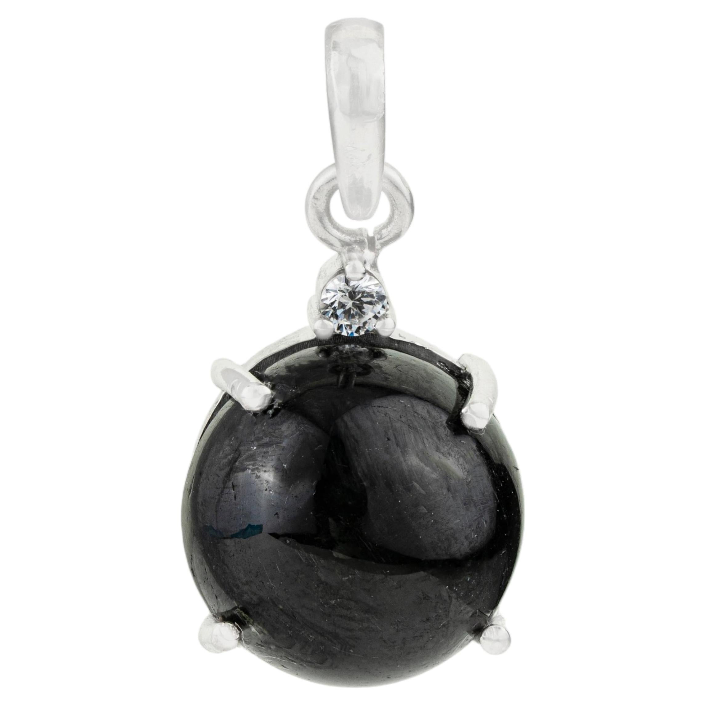 Silvorra Minimalist 11.55CT Single Stone Black Star & Zircon Dainty Drop Pendant