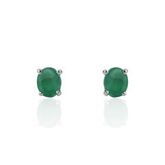 Silvorra Minimalist 1.92ct Oval Cut Emerald Stud Earrings in 925 Silver Pushback