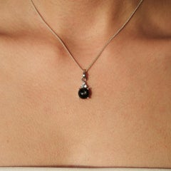 Silvorra Ciondolo a goccia minimalista con stella e zircone nero da 3,95 carati Gioielli di lusso