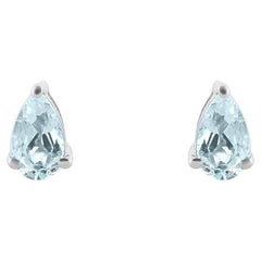 Orecchini con perno in argento 925 Silvorra Minimalist March Birthstone Aquamarine Earrings (pietra di nascita di marzo)
