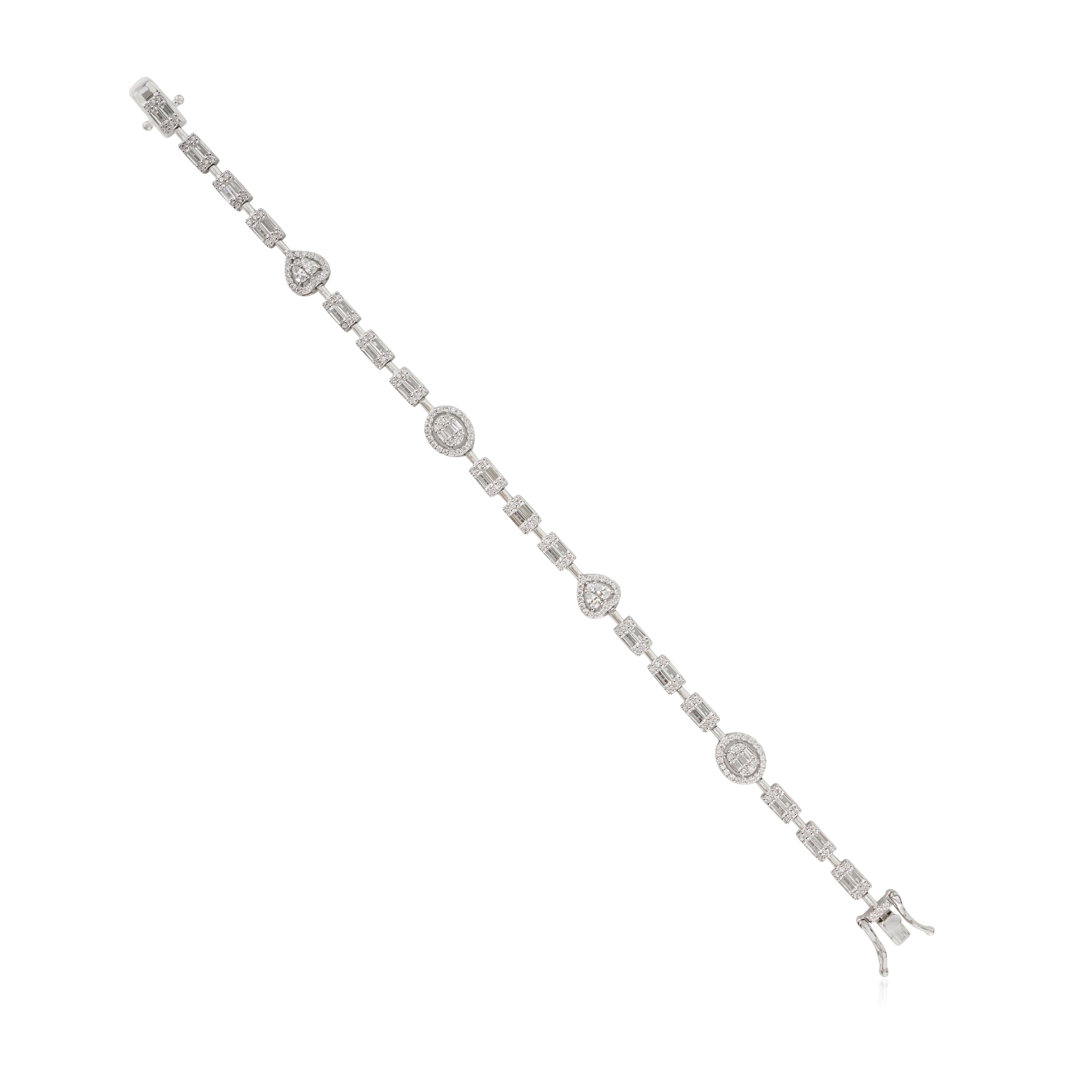 Silvorra Mixed-Cut Halo White Cubic Zirconia Tennis Armband in 925 Silber (Art déco) im Angebot