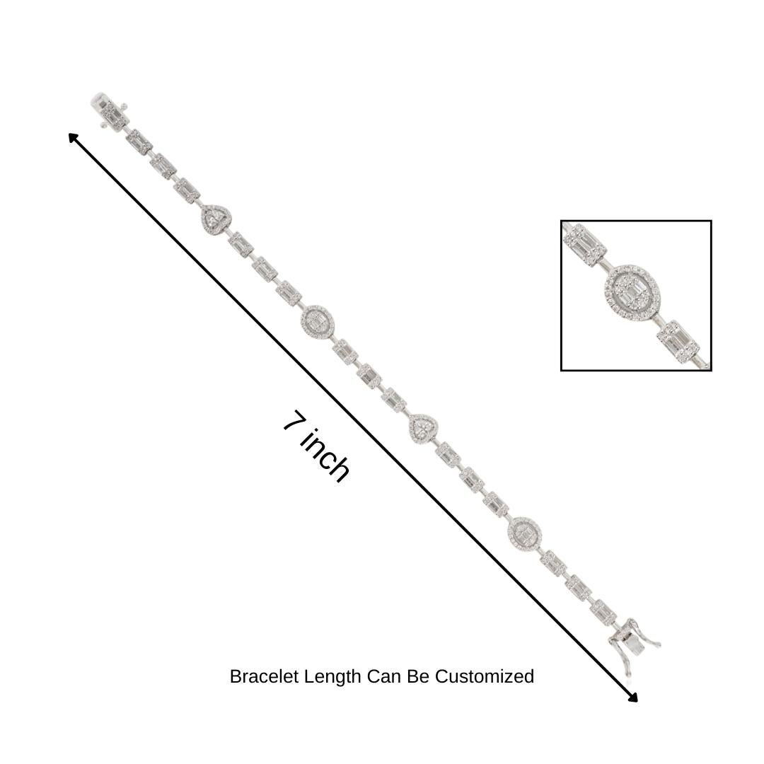 Silvorra Mixed-Cut Halo White Cubic Zirconia Tennis Armband in 925 Silber im Angebot 3