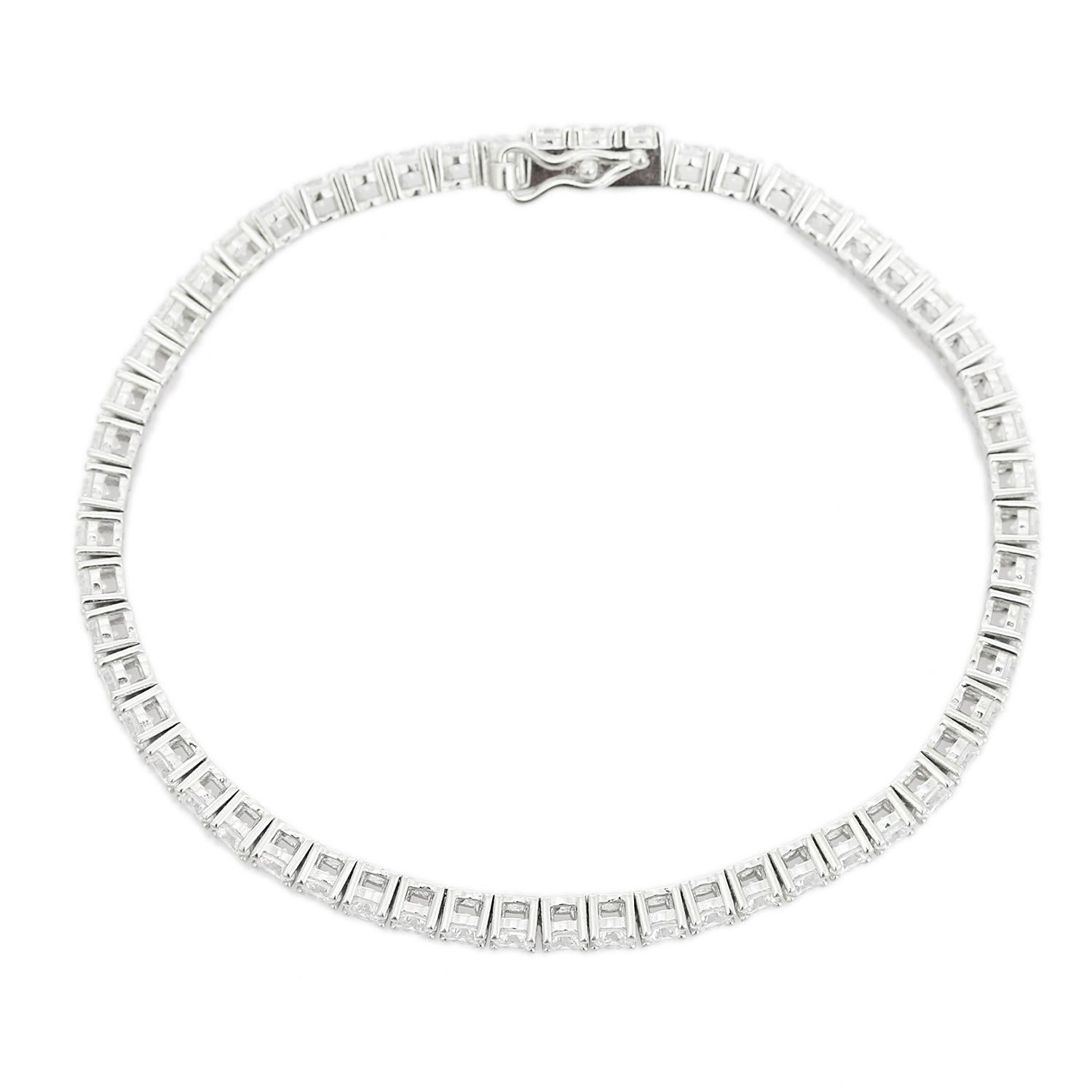Bracciale tennis moderno Silvorra da 7 pollici con zirconi in argento 925 in vendita 1