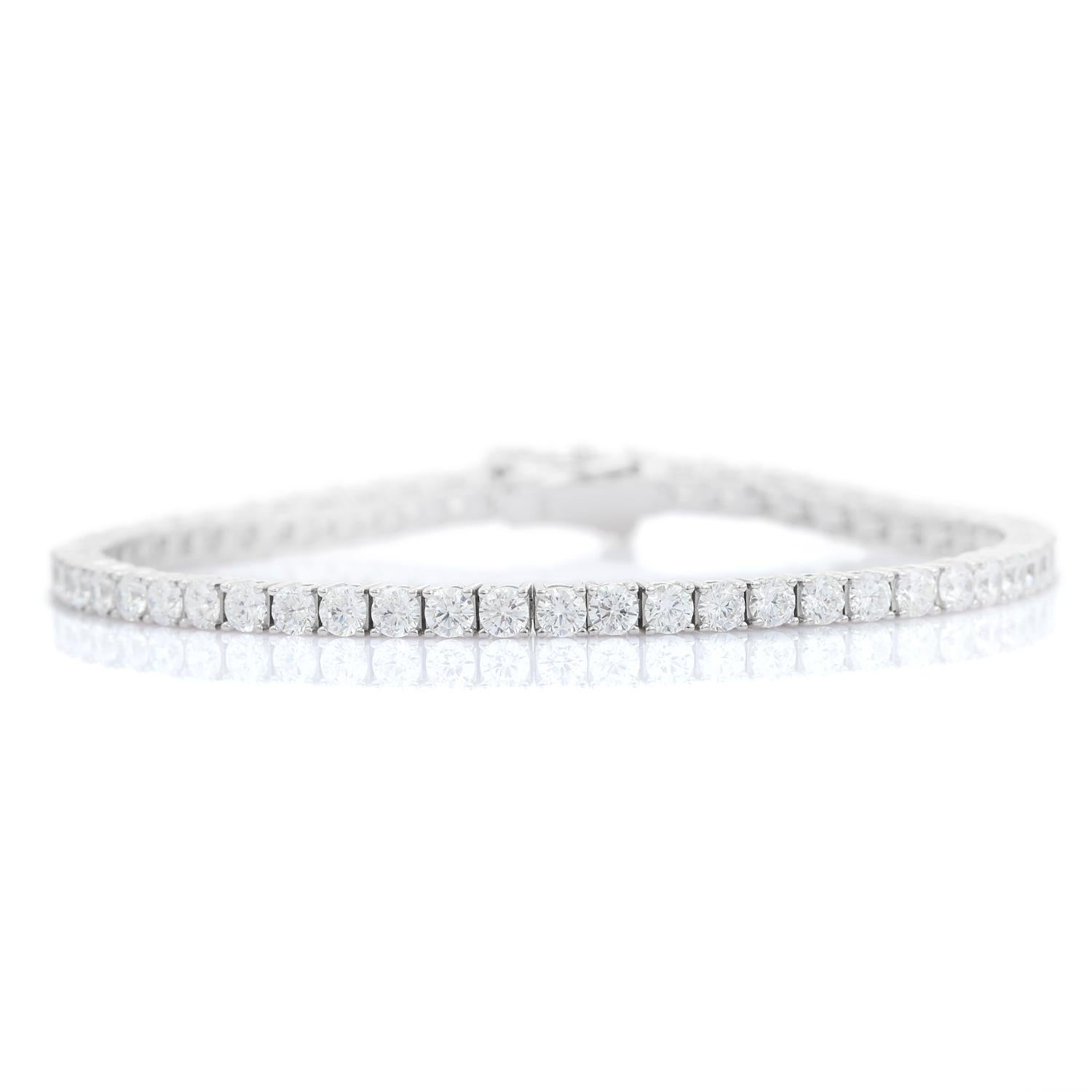 Bracciale tennis moderno Silvorra da 7 pollici con zirconi in argento 925 in vendita 3