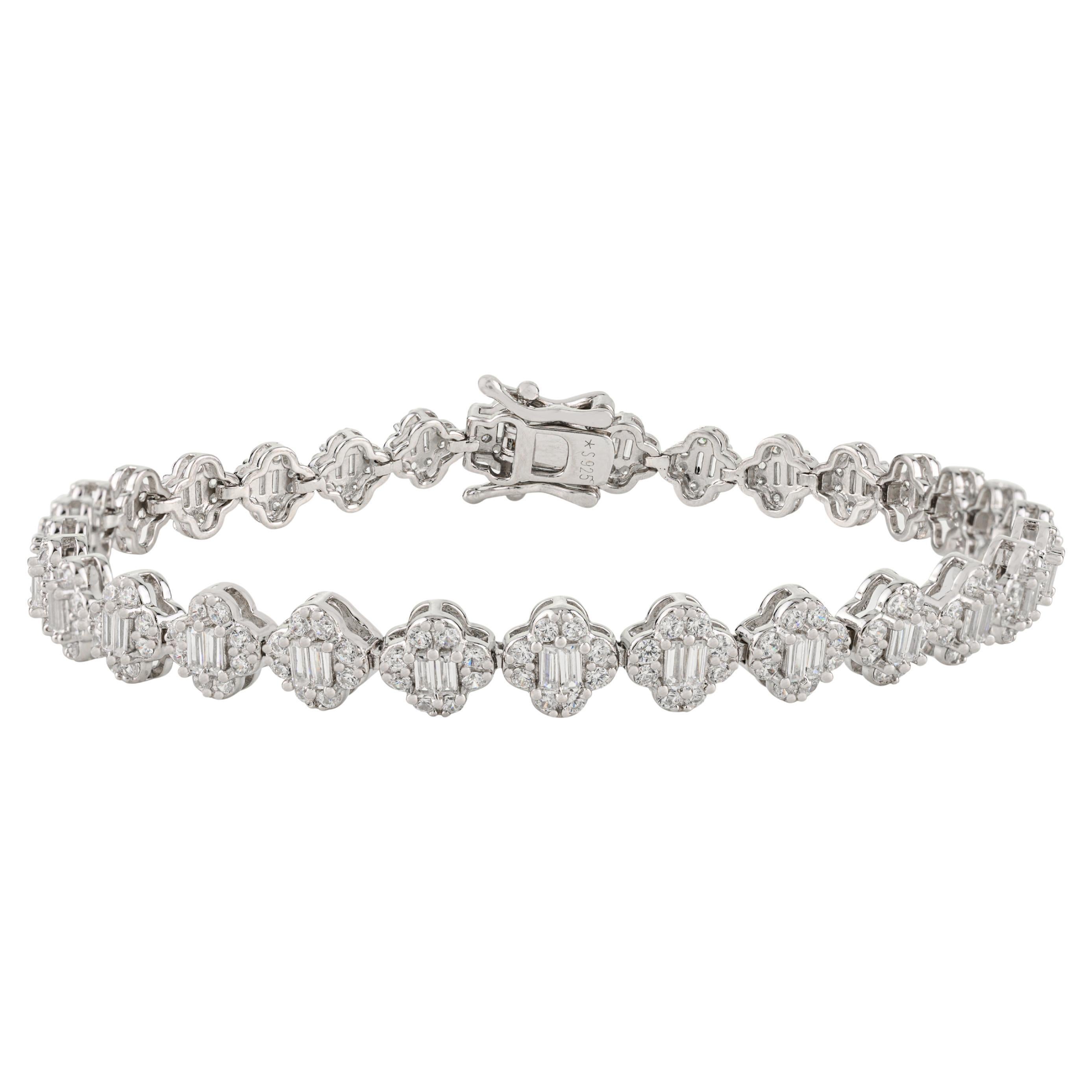 Silvorra Modern 925 Sterling Silver Cubic Zirconia Tennis Bracelet 7 Inches