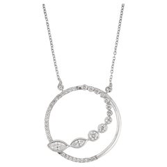 Silvorra Modern Marquise & Round Cut Moissanite Open Circle Solid Silver Pendant