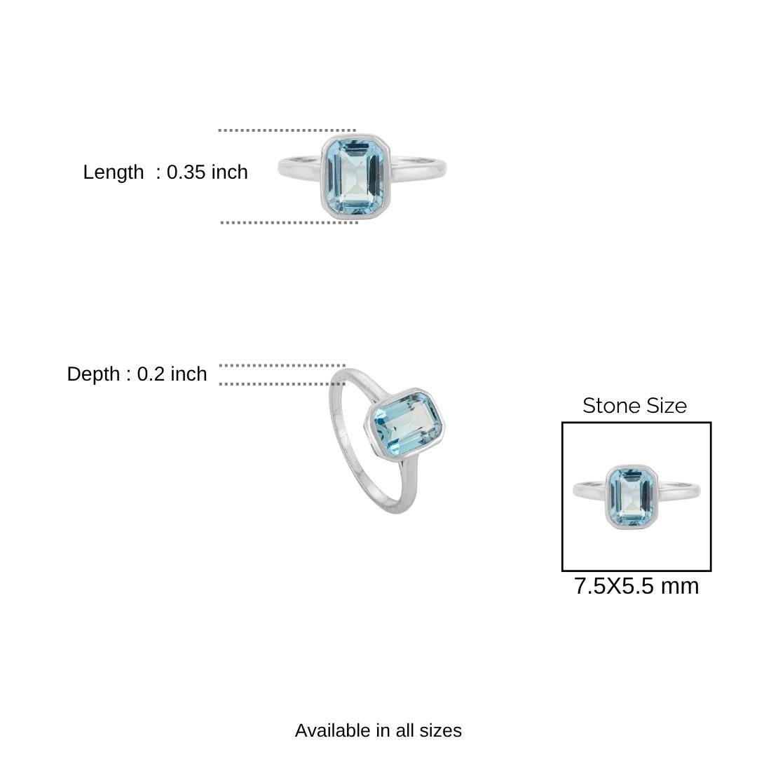 Im Angebot: Silvorra Moderner Minimalistischer Blauer Topas Lünettenring aus 925 Silber Weihnachtsgeschenk () 10