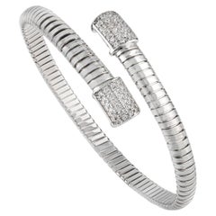 Bracciale aperto moderno Silvorra con zirconia cubica bianca in argento 925