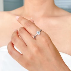Silvorra Modern Pear Cut Aquamarine & Diamond Halo Ring in 925 Sterling Silver