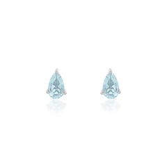 Orecchini con perno solitario in argento Silvorra Modern Pear Cut Aquamarine Solitaire
